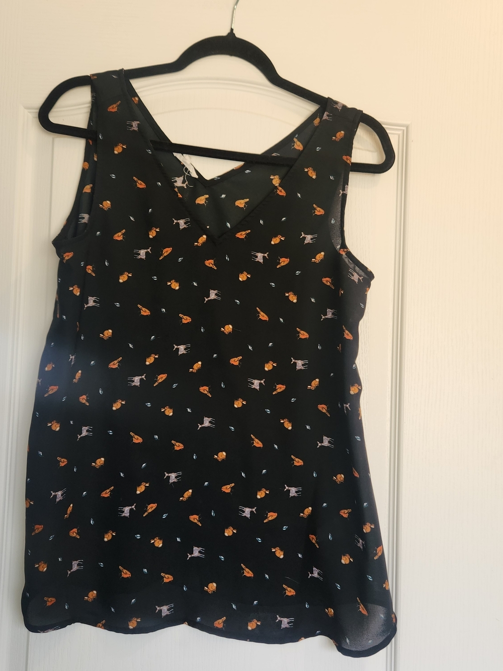 Maurices Black Sleeveless Top with Orange Floral M Euc